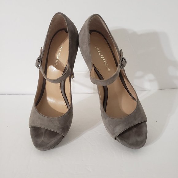 Via Spiga Suede Stilettos Open Toe Shoes Size 7 - Picture 3 of 8